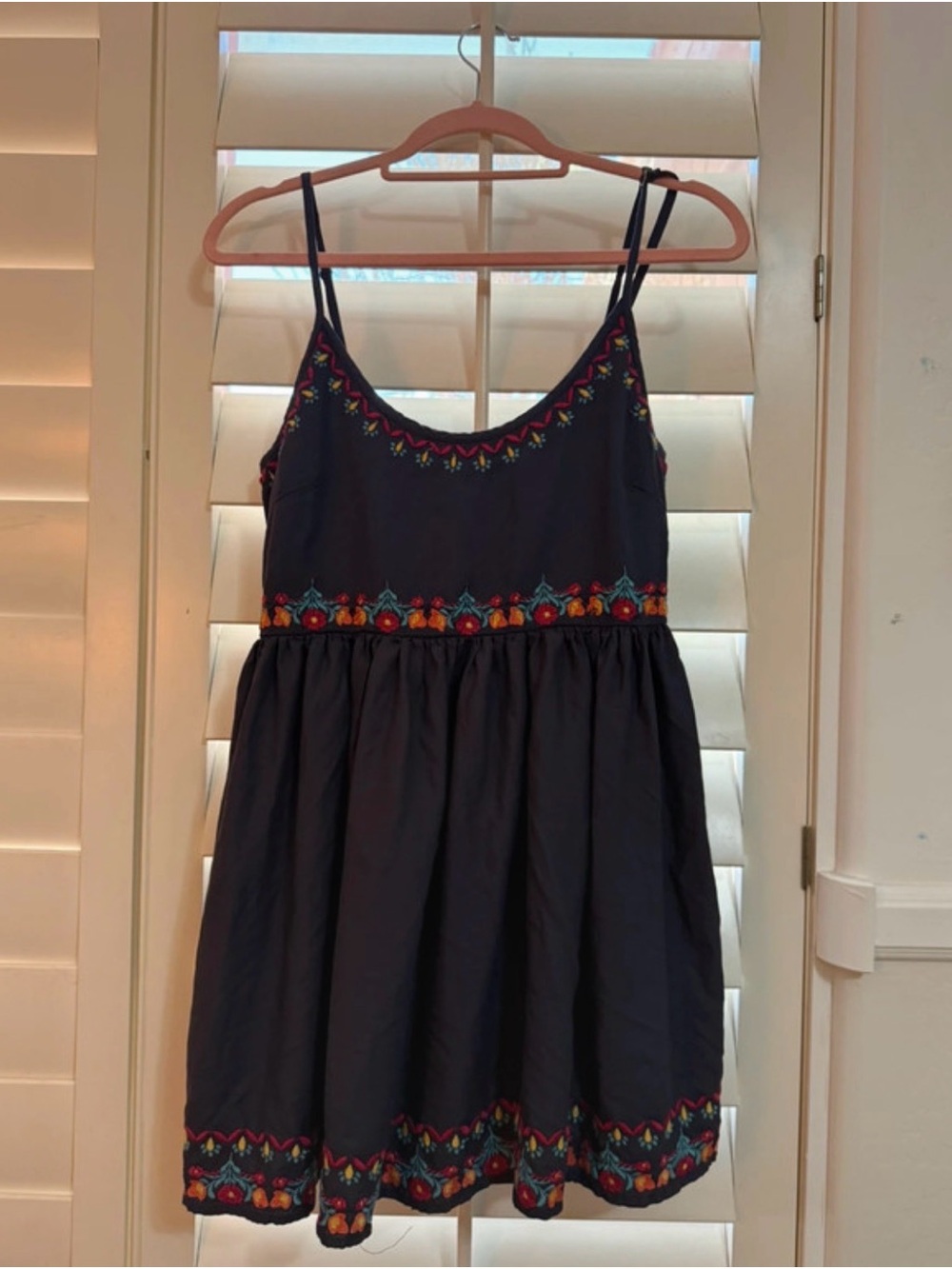 NATURAL LIFE Navy Embroidered Spaghetti-Strap Mini Dress